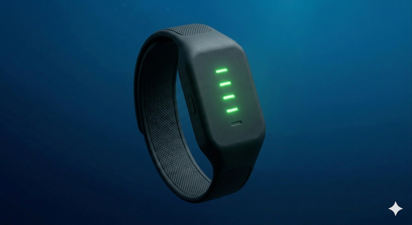Makai Bands freedive tracker on wrist