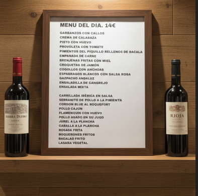 Menú del día completo del Restaurante Sofia