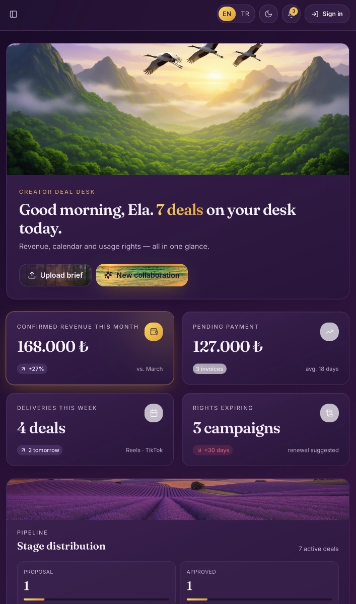 Creator Deal Desk App Interface