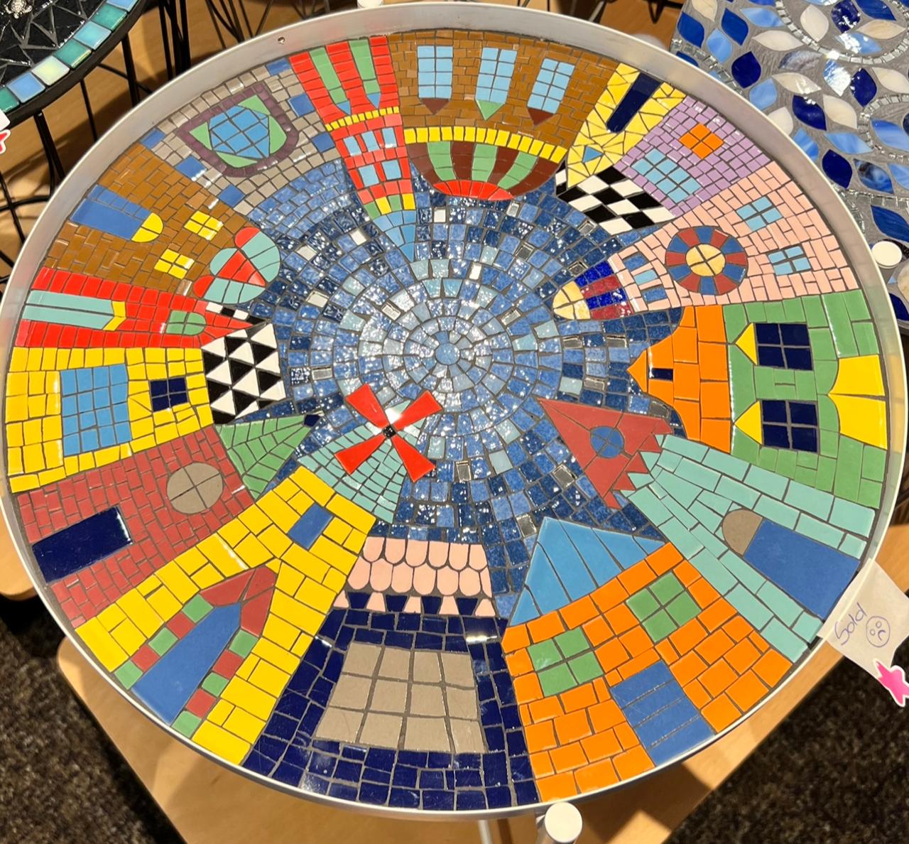 Mosaic workshop participants creating artwork - session 2