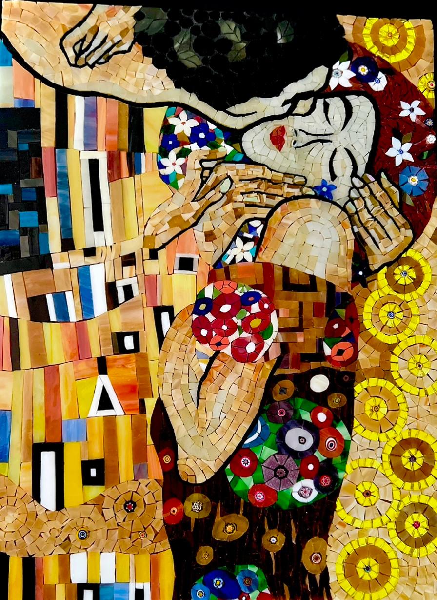 Mosaic workshop participants creating artwork - session 4