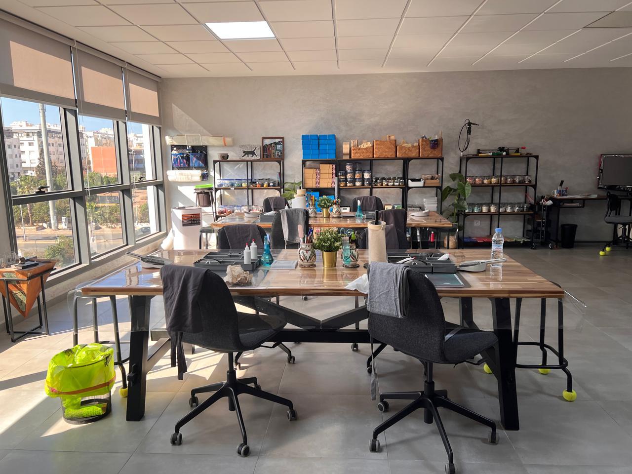 Zaza Mosaic art studio interior with mosaic tiles and artisan tools