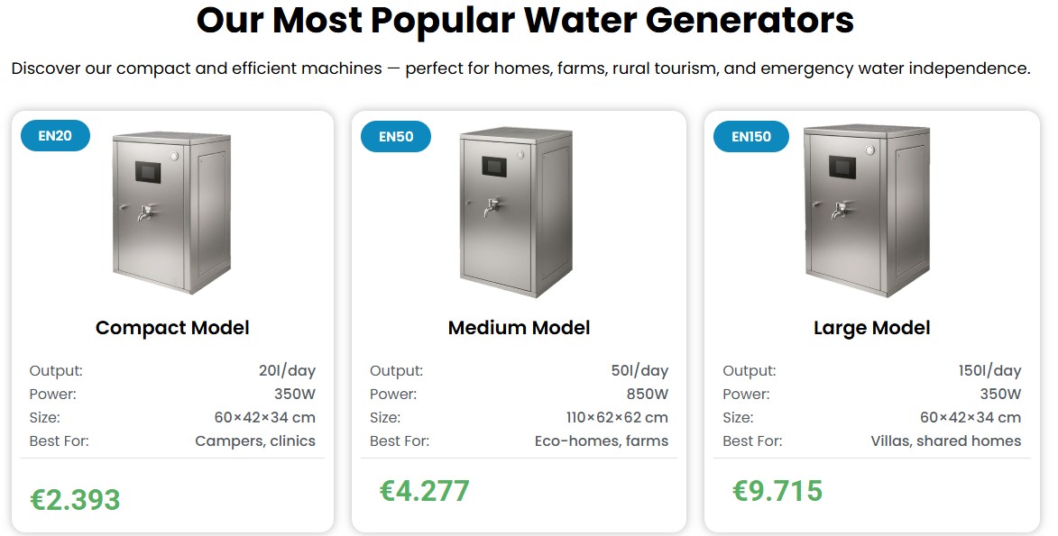 Our Most Popular Water Generators