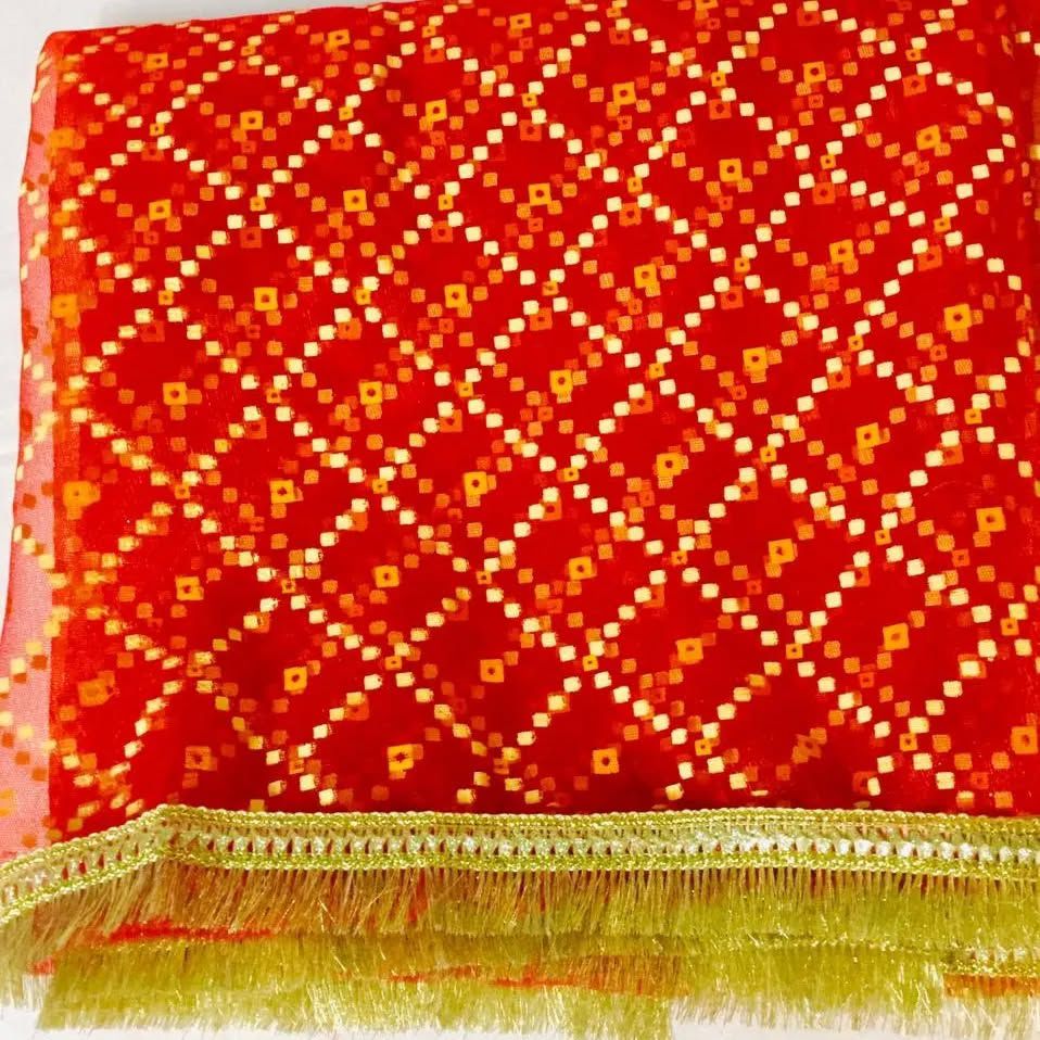 Red Printed Indian Scarf