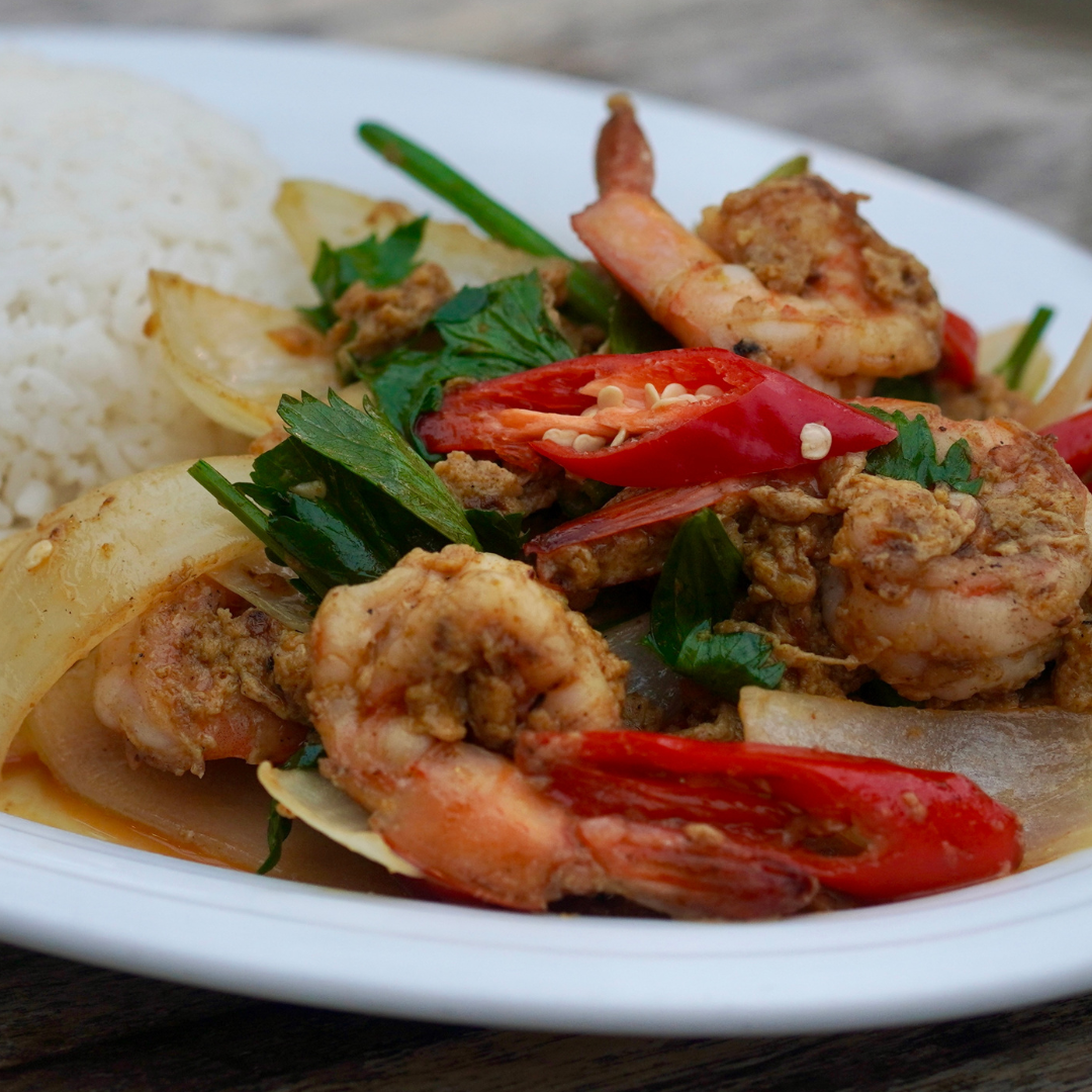 Stir-Fried Curried Prawns