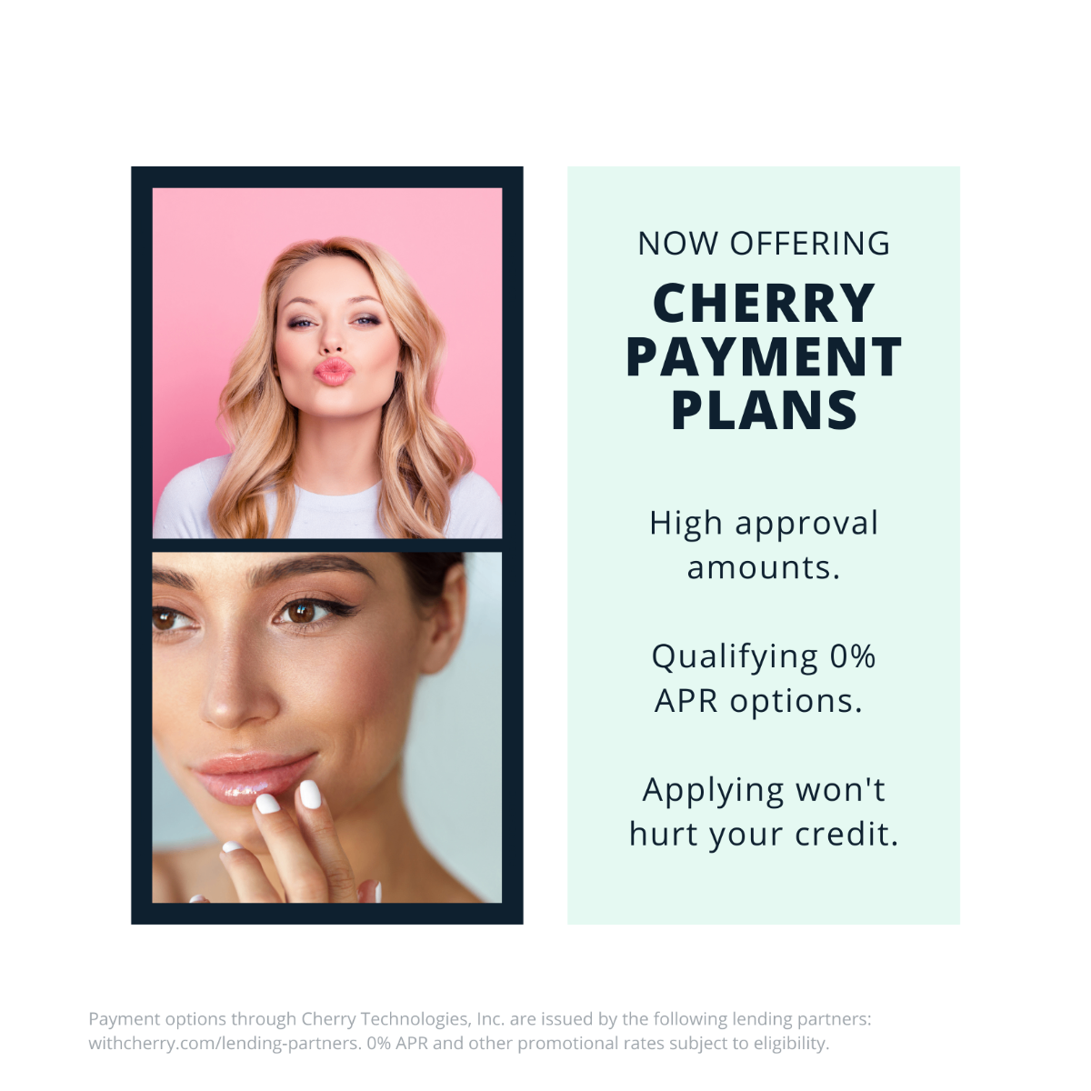 Cherry Payment Plans - High approval amounts, Qualifying 0% APR options, Applying won't hurt your credit