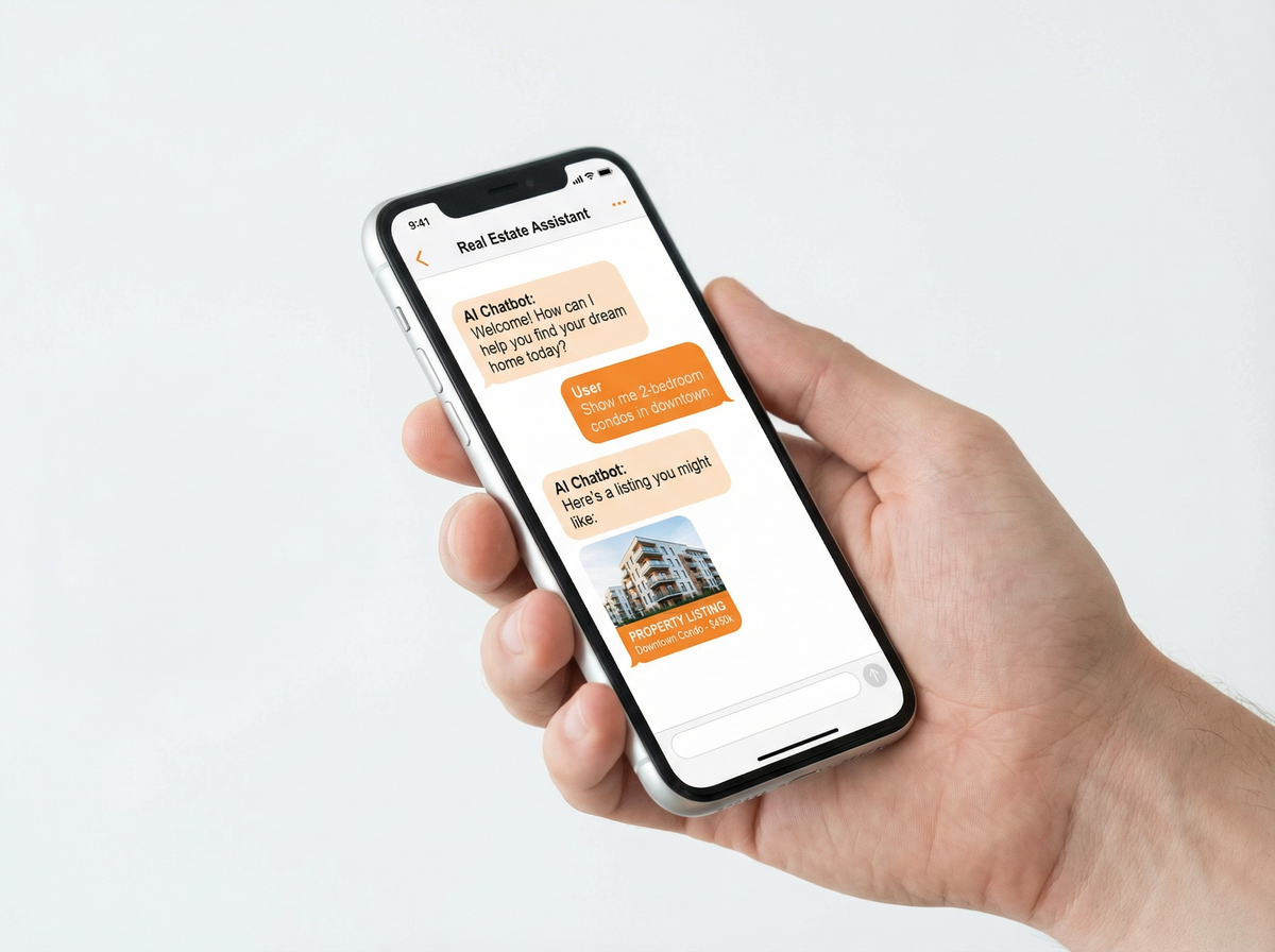 Real estate chatbot conversation showing property details