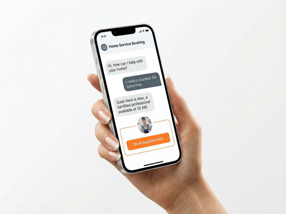 Service provider chatbot conversation showing appointment booking