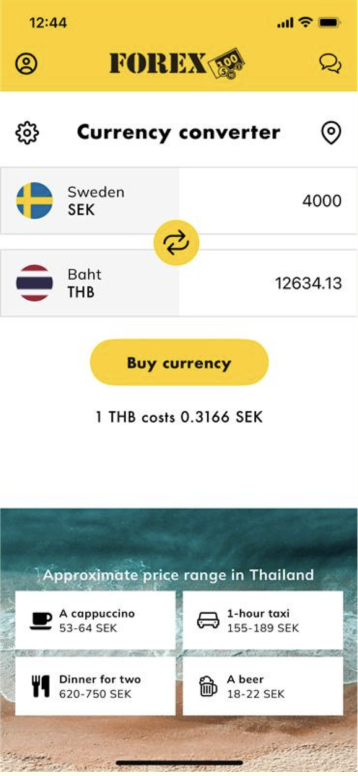 Original Forex app start screen