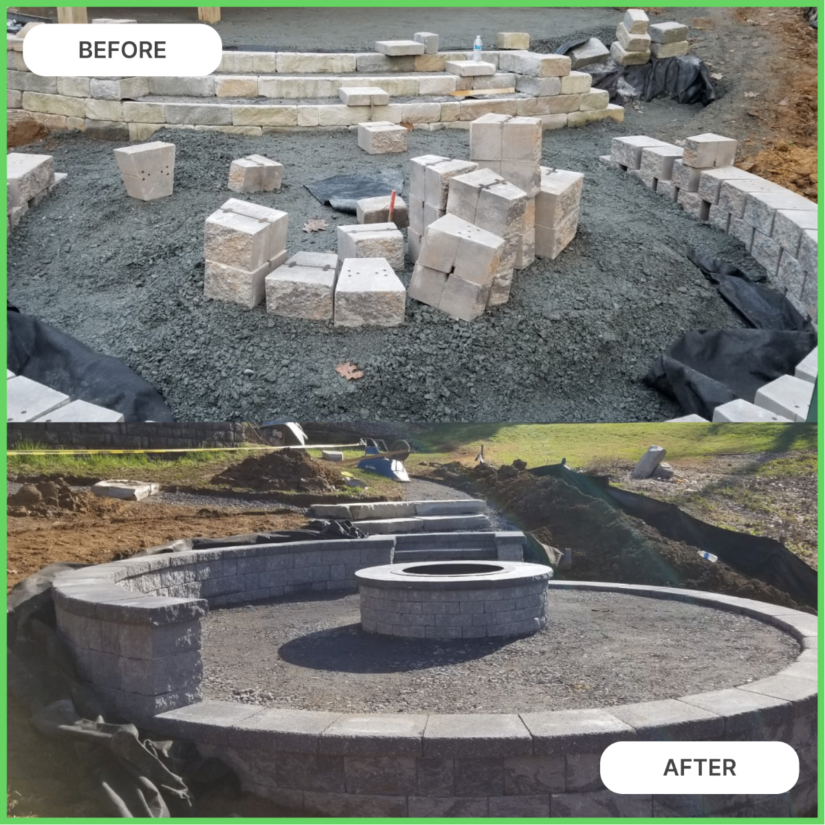 Retaining Wall Before and After Transformation