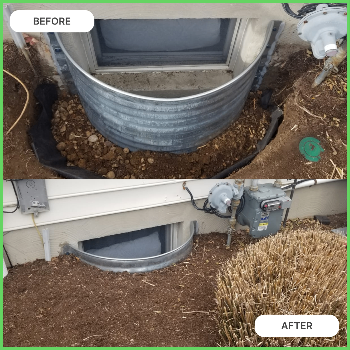 Window Well Before and After Transformation