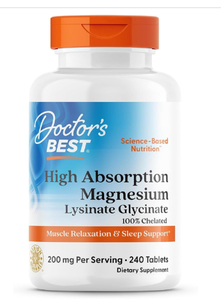 Magnesium Glycinate (Best for Sleep & Stress)