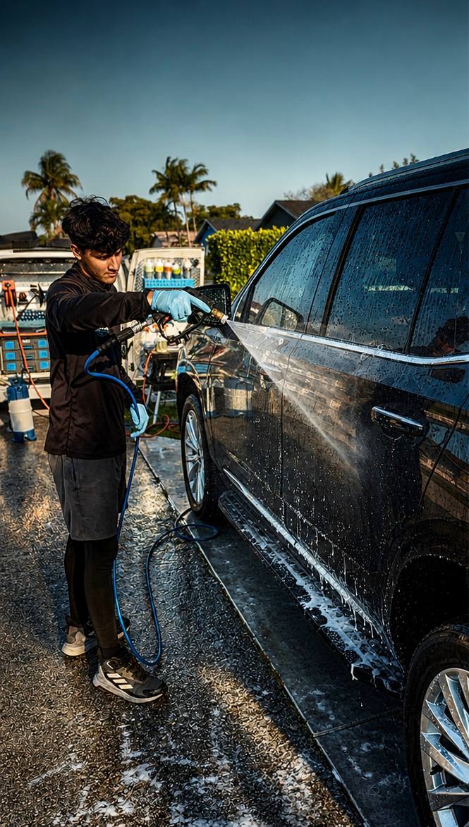Professional Auto Detailer at Work
