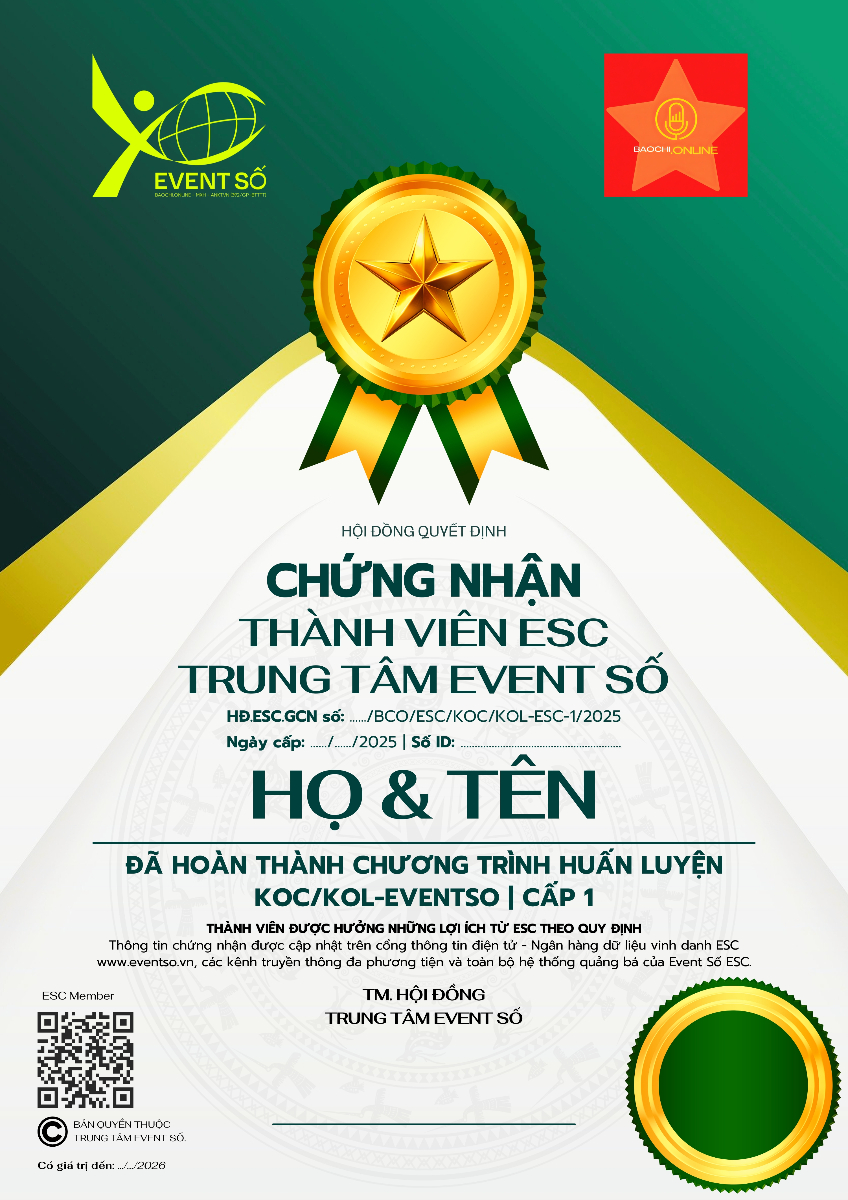Bằng chứng nhận KOC/KOL-EVENTSO