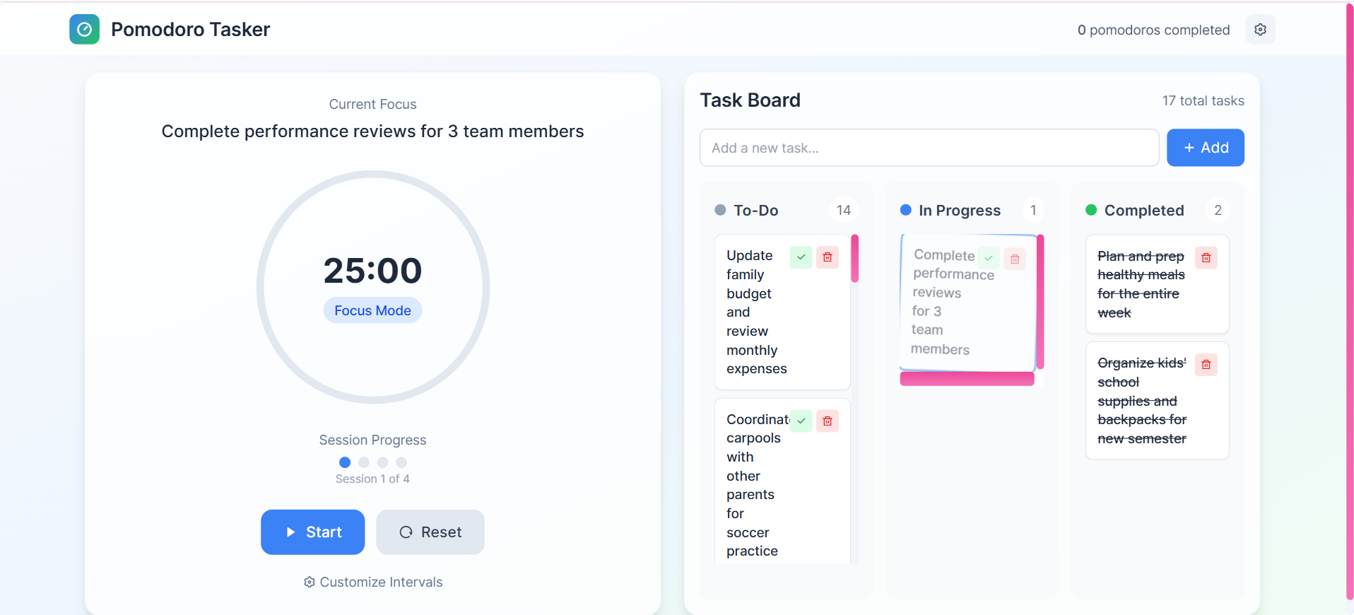 Pomodoro Tasker — Productivity in Motion
