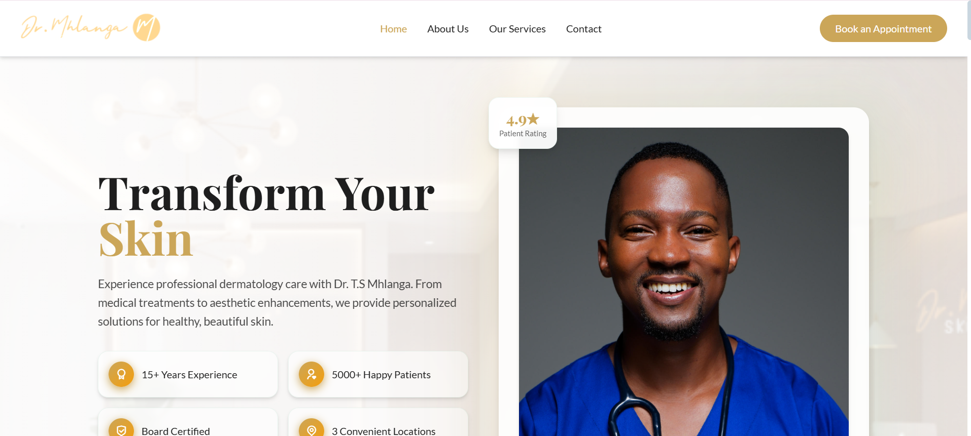 Derm Refinement — Dr. Mhlanga SkinCare Website Redesign
