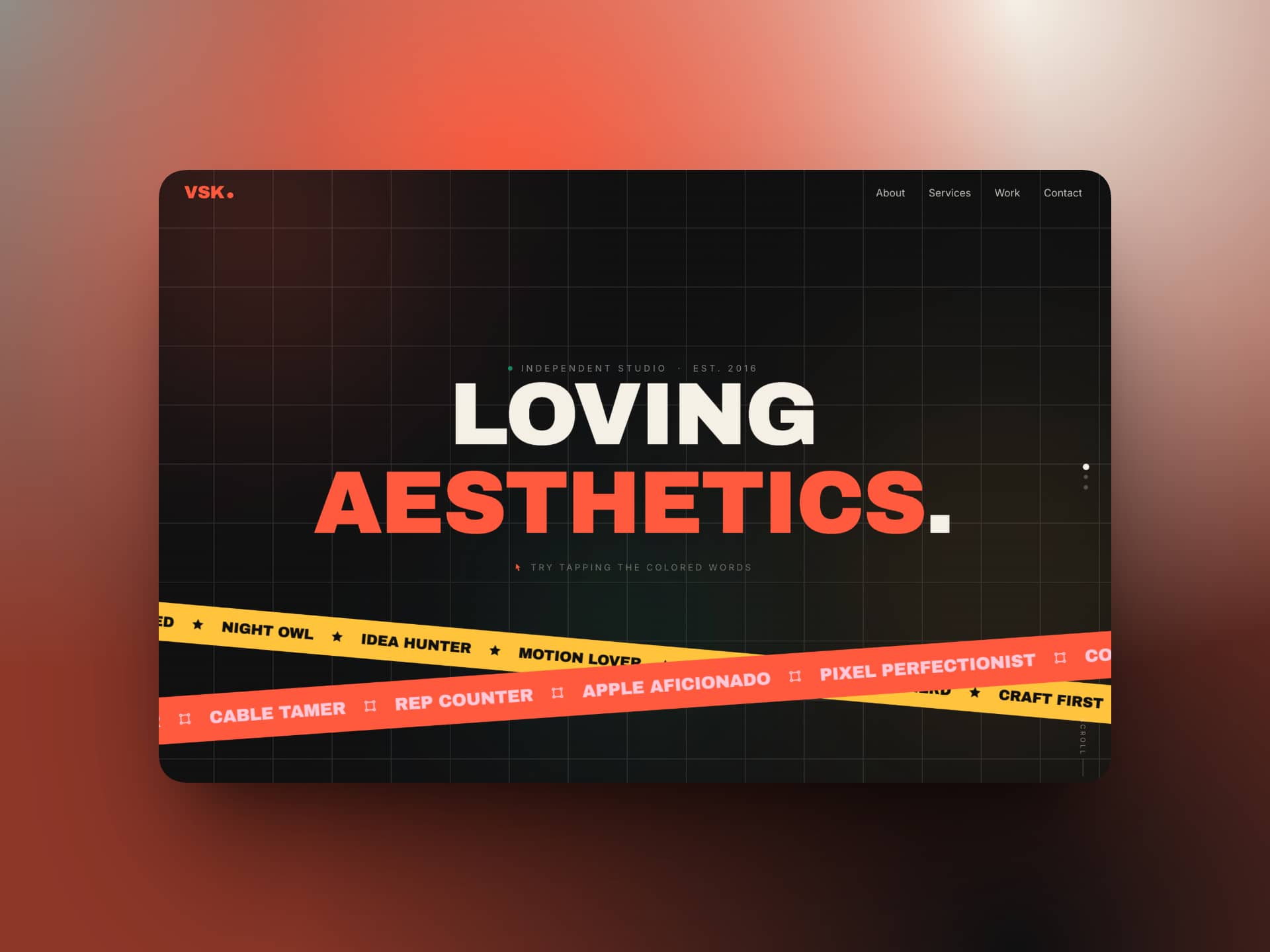 Creative Studio Top Navigation special effect