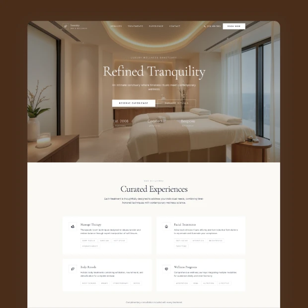 Serenity Spa Wellness Template