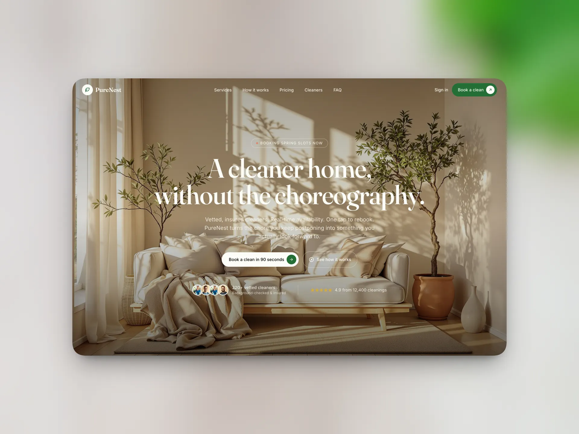 Warm Domestic Home Cleaning Service Full Page Visual