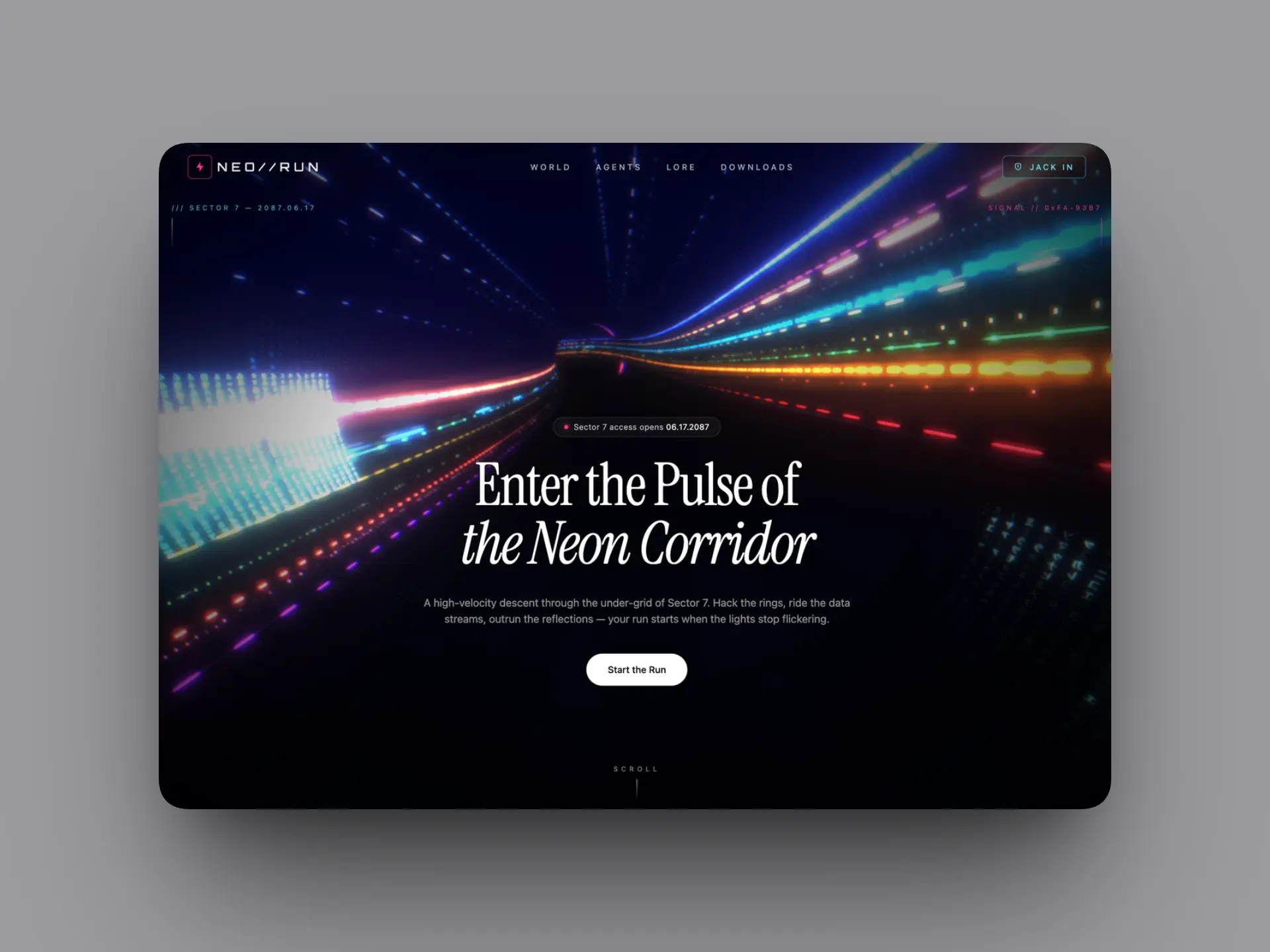 Neon Data Corridor Hero Visual