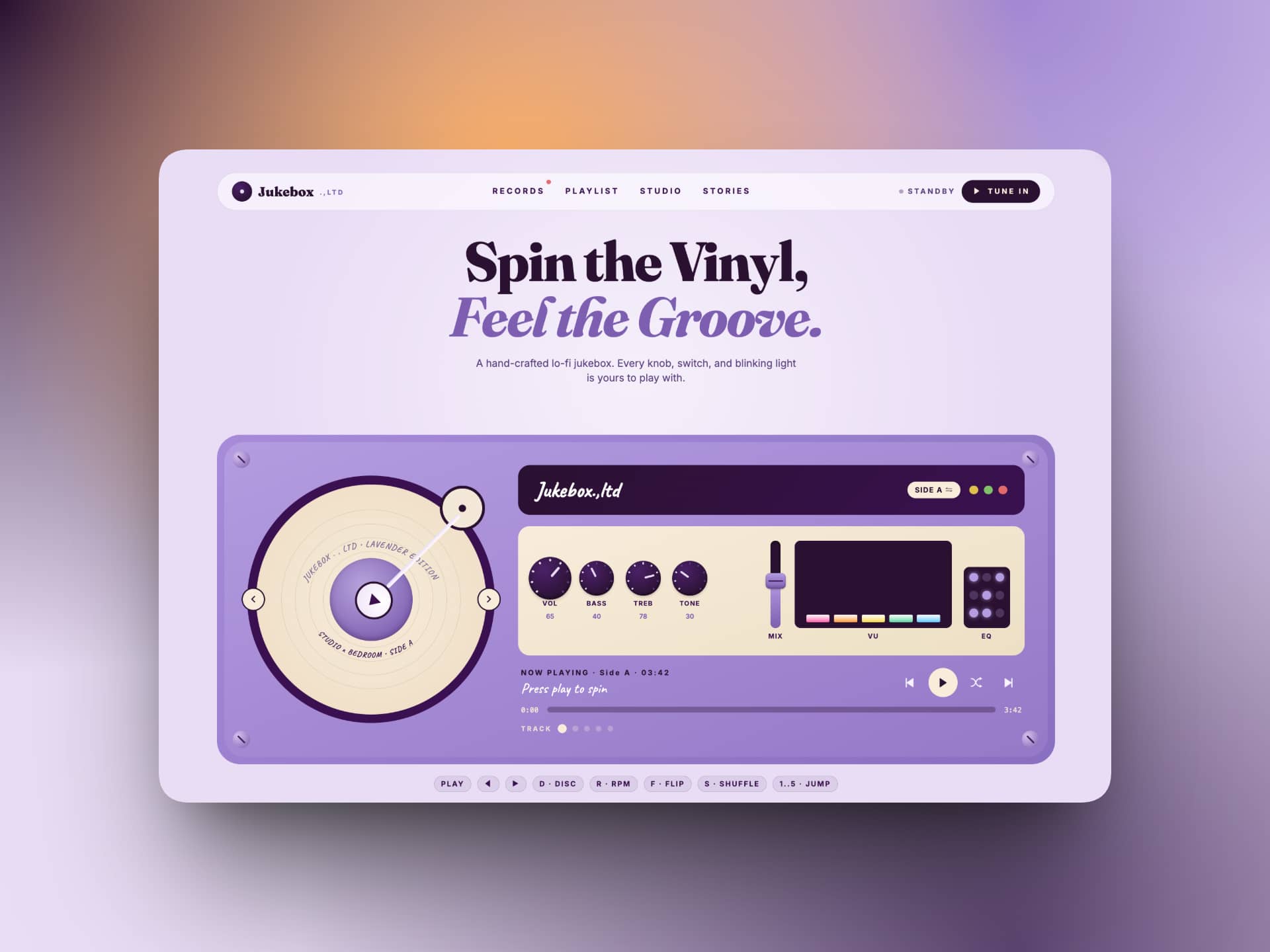Music Platform Top Navigation Hero