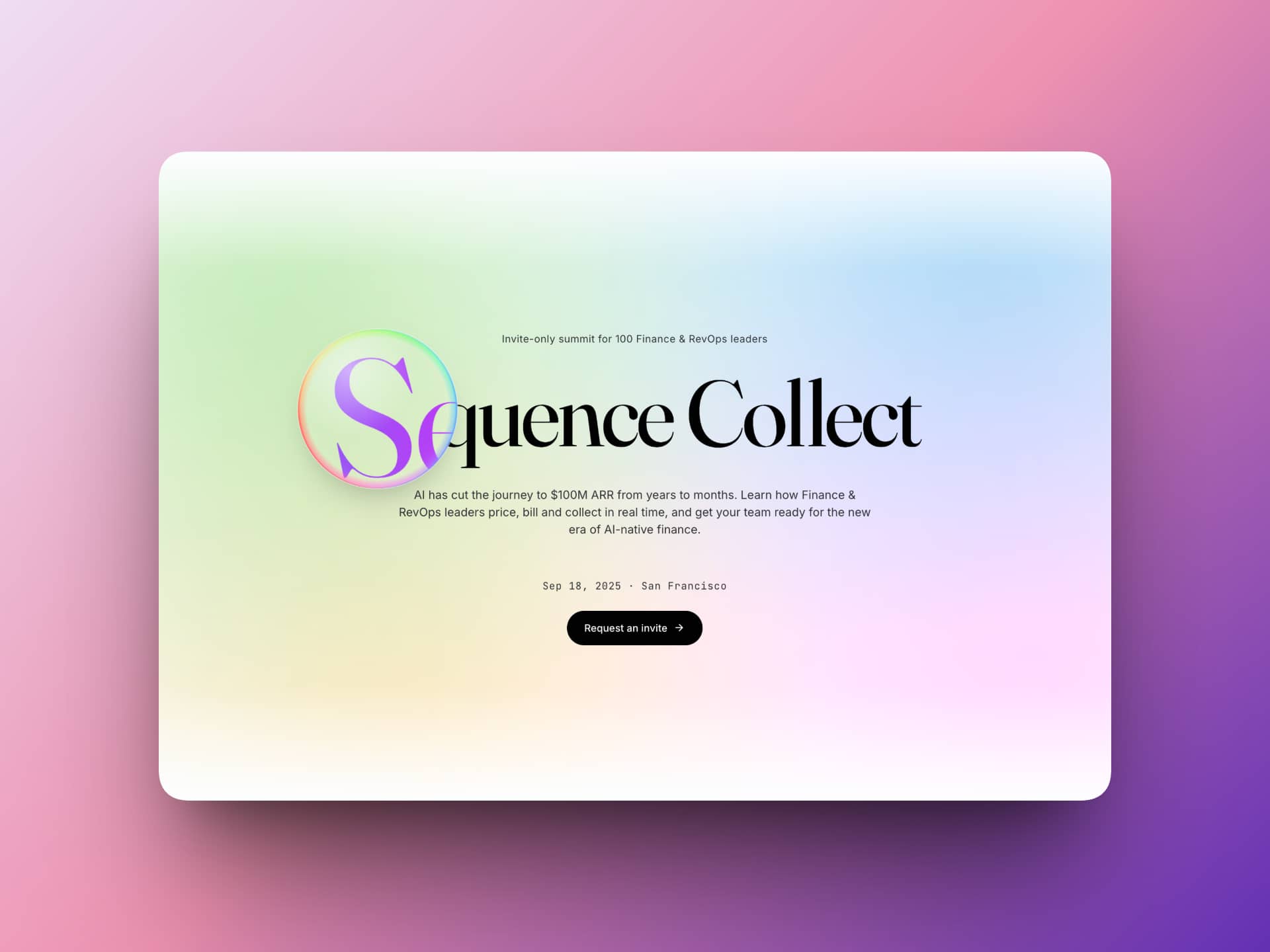 Soft Iridescent Gradient Executive Finance Summit Hero