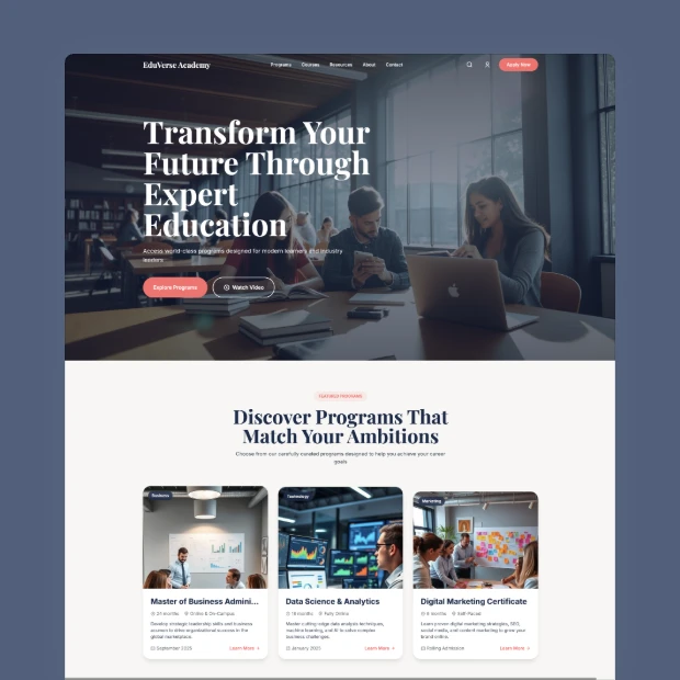 Professional Training Education Website