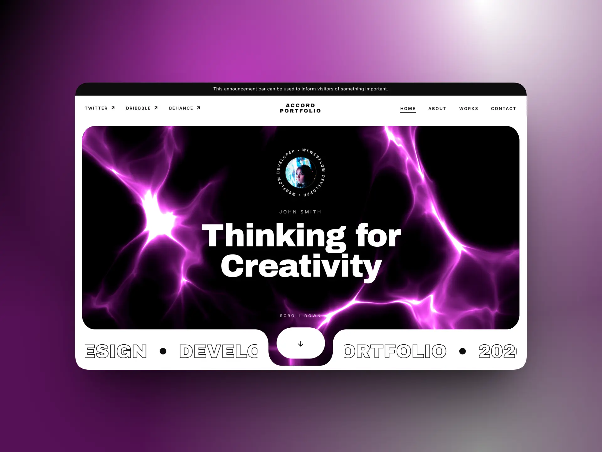 Fluid Dark Portfolio Hero Visual