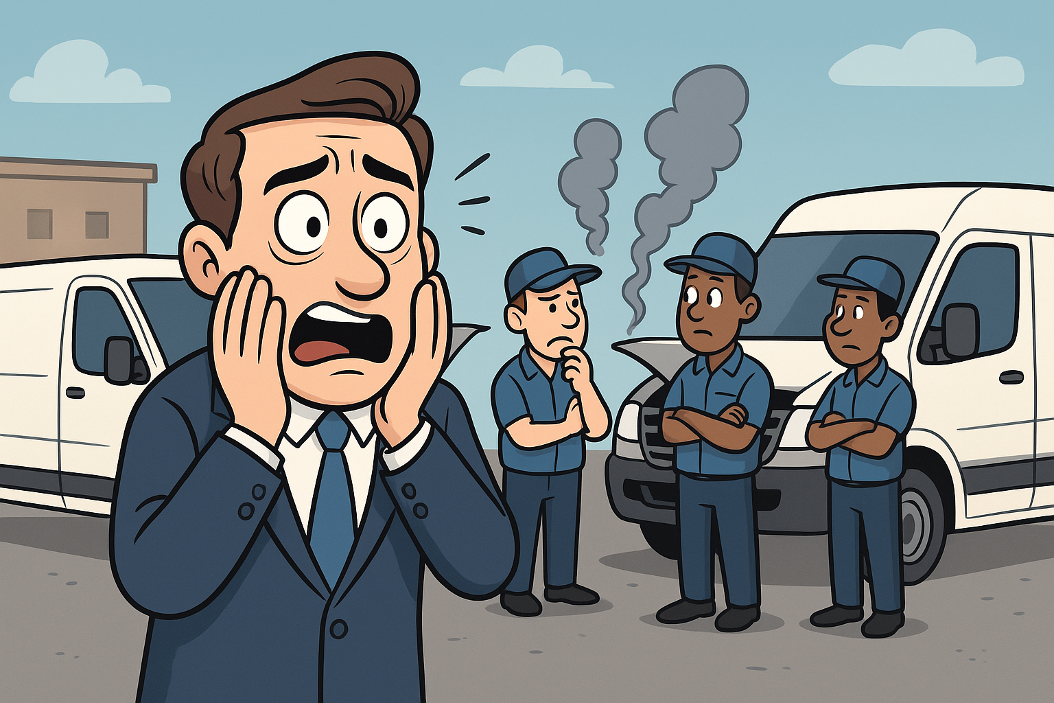 Fleet PM Program — Onsite Auto Maintenance technicians performing preventative maintenance on commercial vehicles at a DFW business location