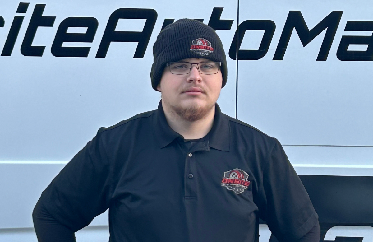 Caleb - Diesel & Automotive Technician at Onsite Auto Maintenance, graduate of Diesel & Automotive Technology program with 5 years of fleet service experience