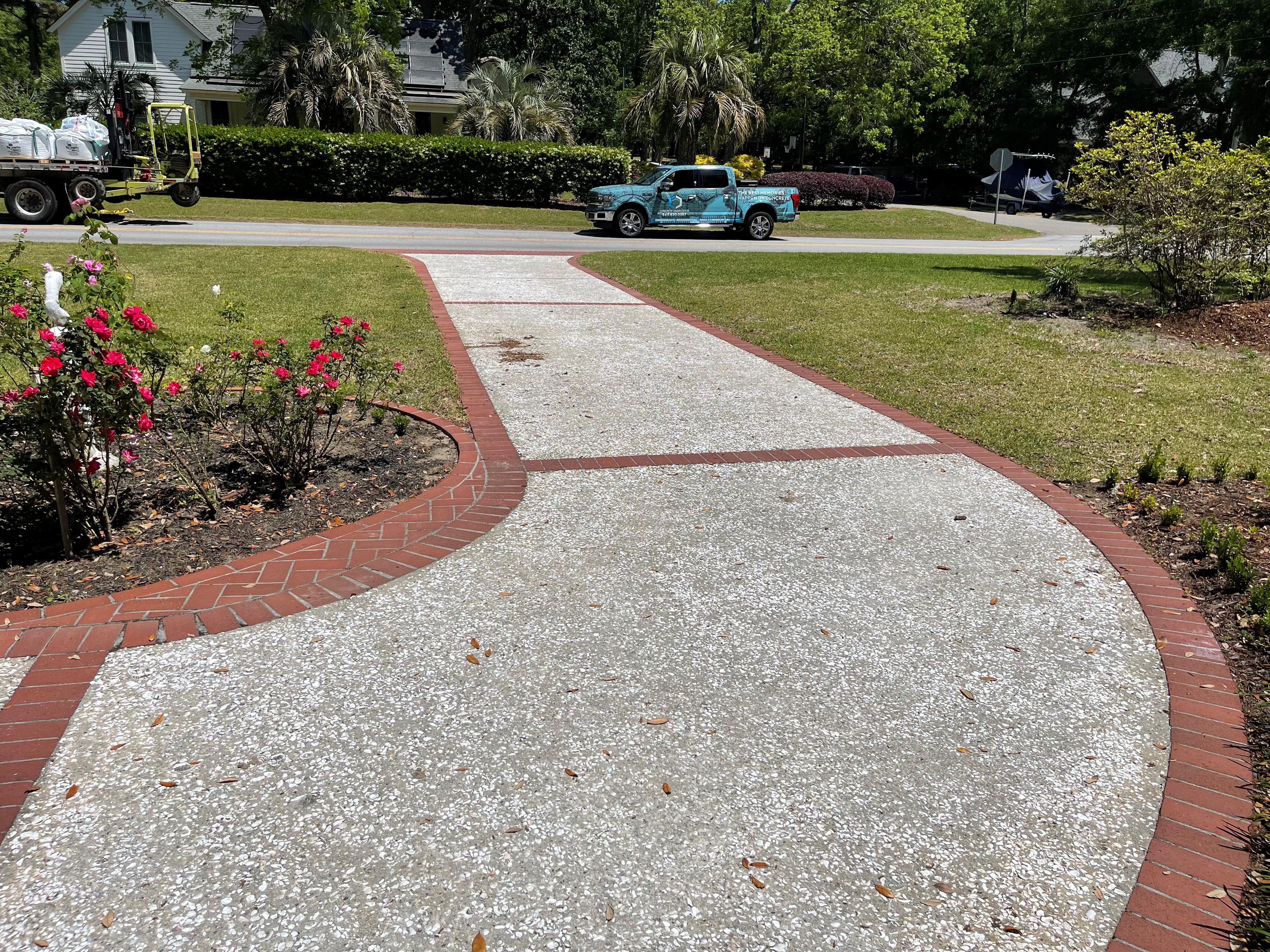 Polished Concrete Restaurant Floor James Island - Commercial Decorative Flooring Polished concrete restaurant floor in James Island SC with satin finish, mechanically polished to 1500 grit, lithium silicate densifier for hardness, decorative saw cut patterns with dye infill, stain and slip resistant sealer, food service grade flooring, easy to clean and maintain, humidity resistant for Charleston coastal climate, modern commercial aesthetic