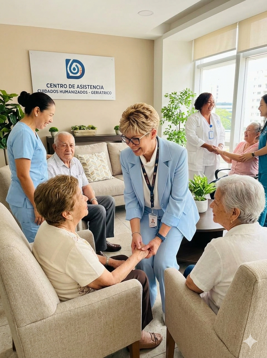 Centro de Asistencia Cuidados Humanizados Geriátrico - equipo profesional de enfermeras con pacientes