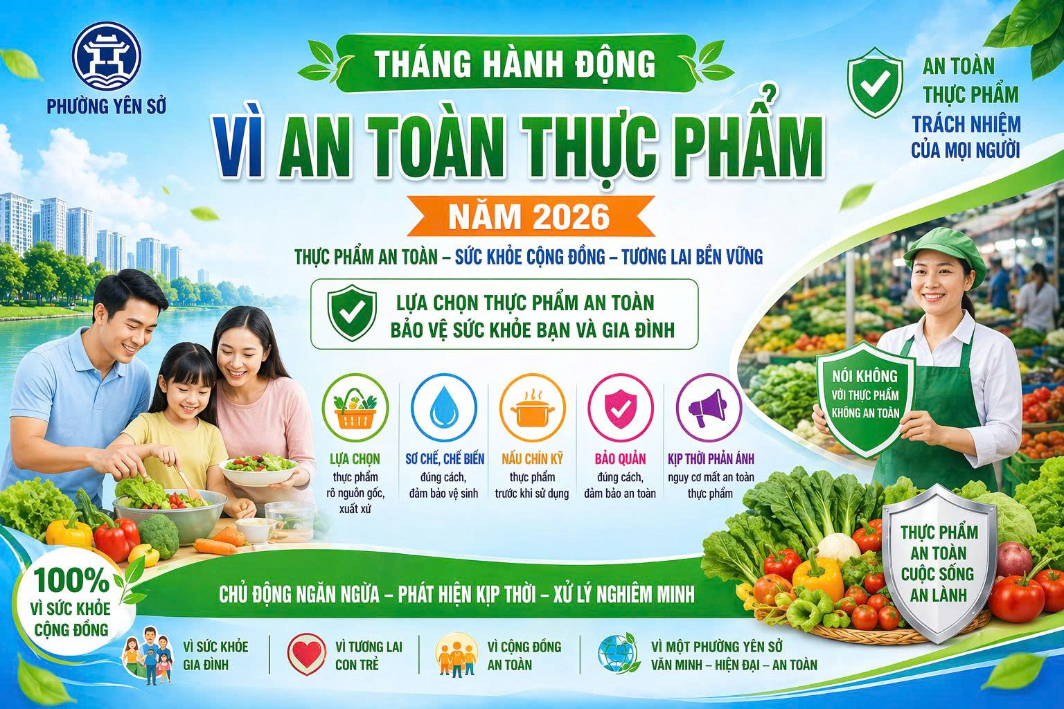 Phường Yên Sở hưởng ứng "Tháng hành động vì an toàn thực phẩm năm 2026"