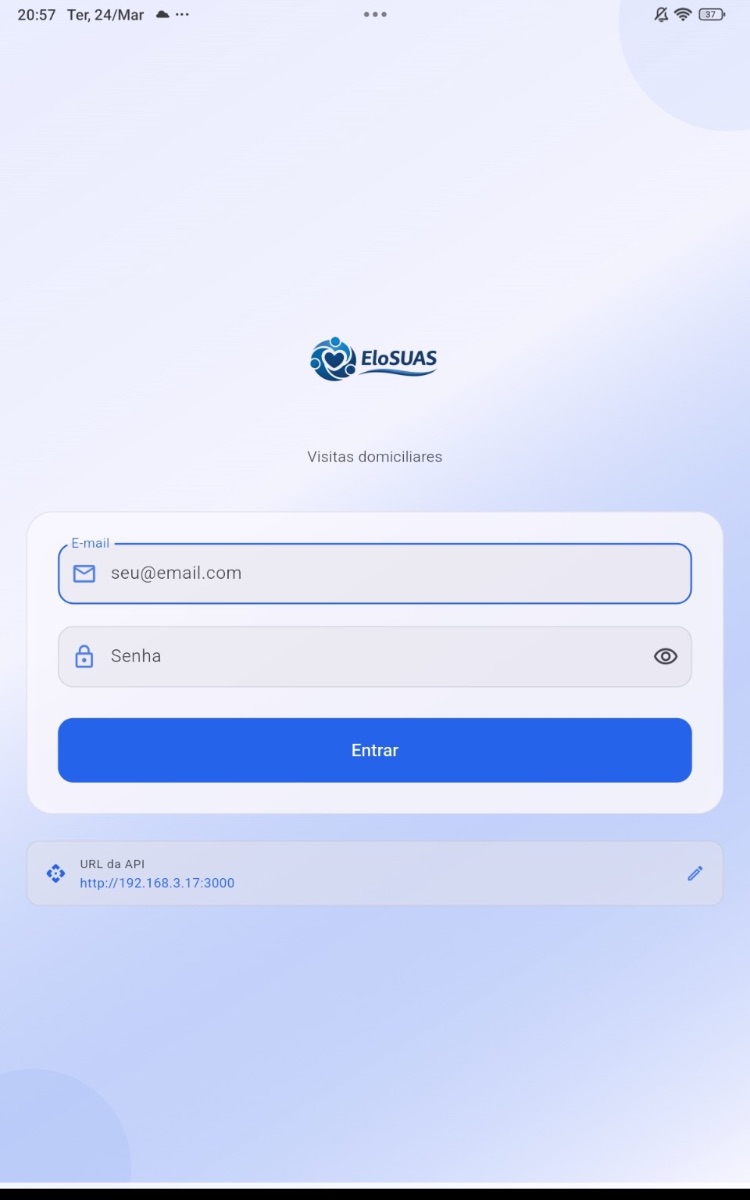 Tela de login EloSUAS App