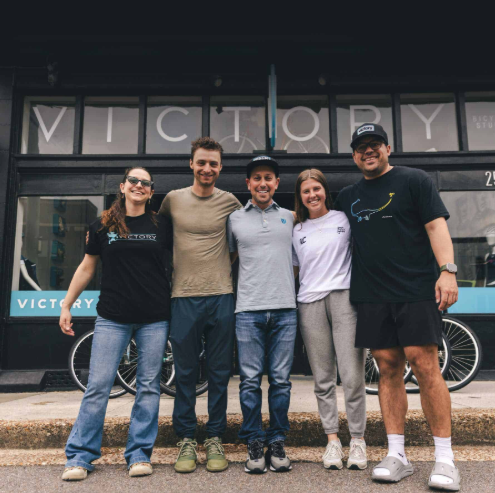 Victory Bicycle Studio team in front of Memphis storefront