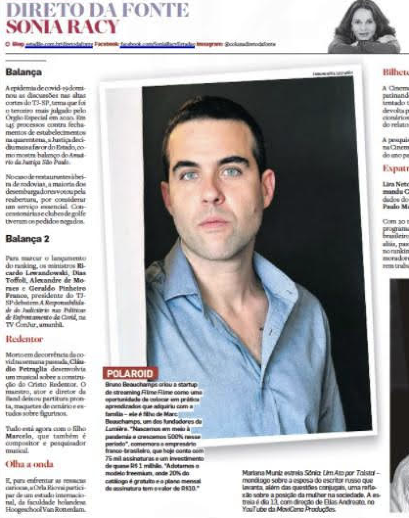 Bruno Beauchamps falando do método no jornal Estado de São Paulo