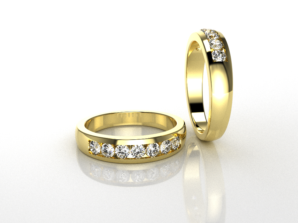 Gold Diamond Channel Wedding Bands