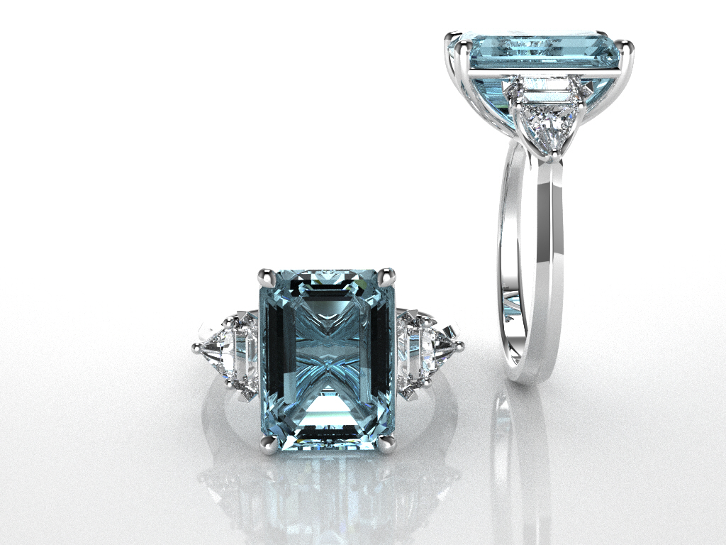 Aquamarine and diamond ring, custom gemstone jewelry crafted in San Antonio