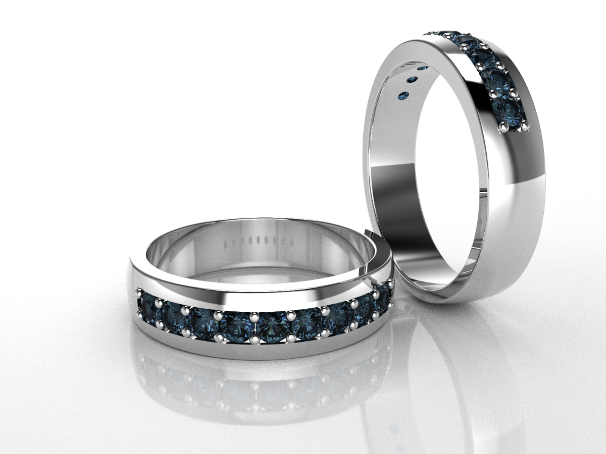Platinum sapphire wedding bands, custom gemstone wedding jewelry by Q Jewelers San Antonio