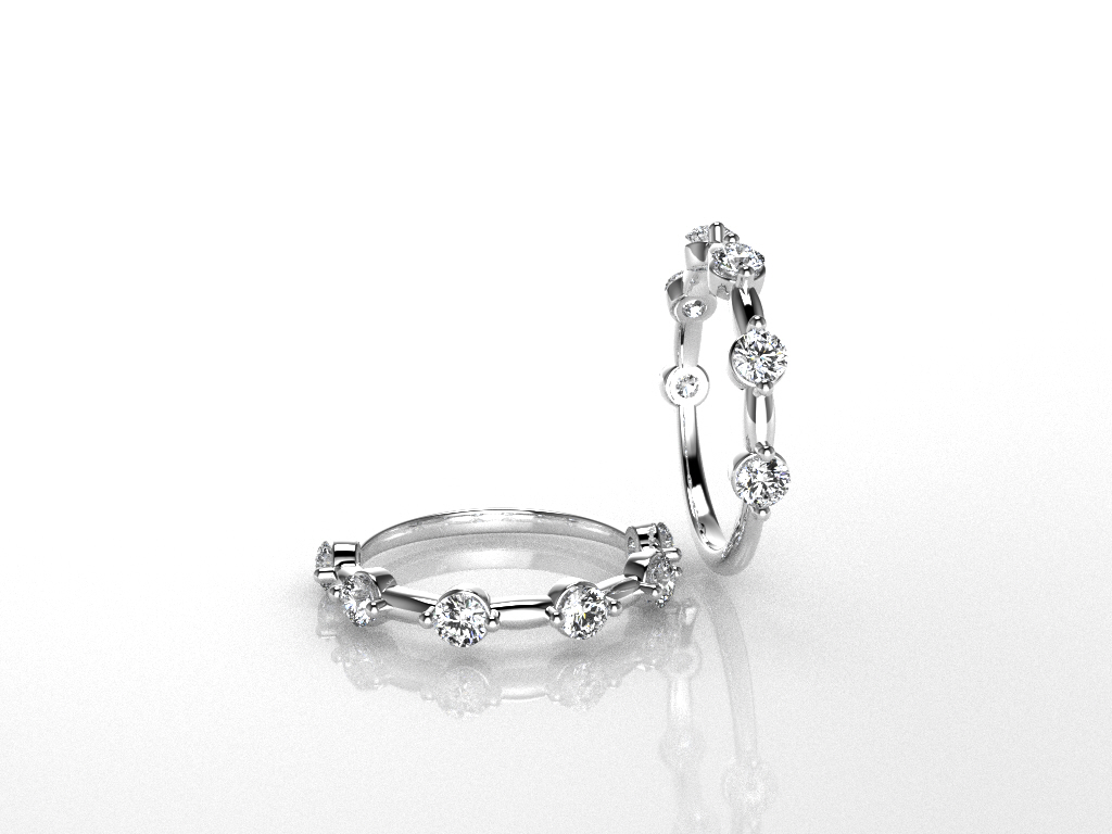 Platinum diamond station rings, custom bespoke jewelry by Q Jewelers San Antonio