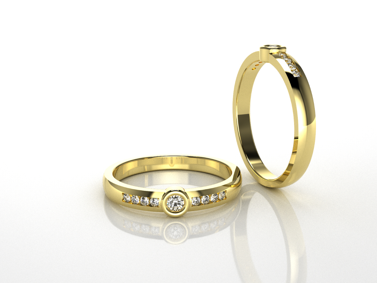Gold diamond ring set with matching bands, custom jewelry design San Antonio TX