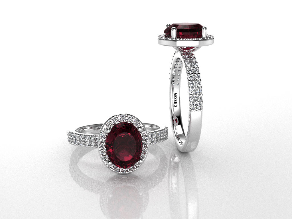 Ruby Diamond Halo Ring
