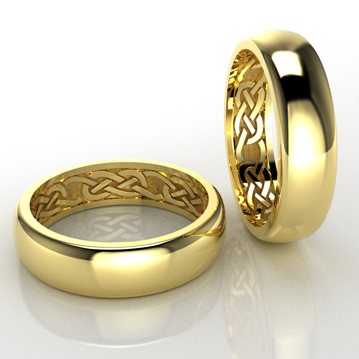 Gold Celtic knot wedding bands, custom crafted wedding jewelry by Q Jewelers San Antonio