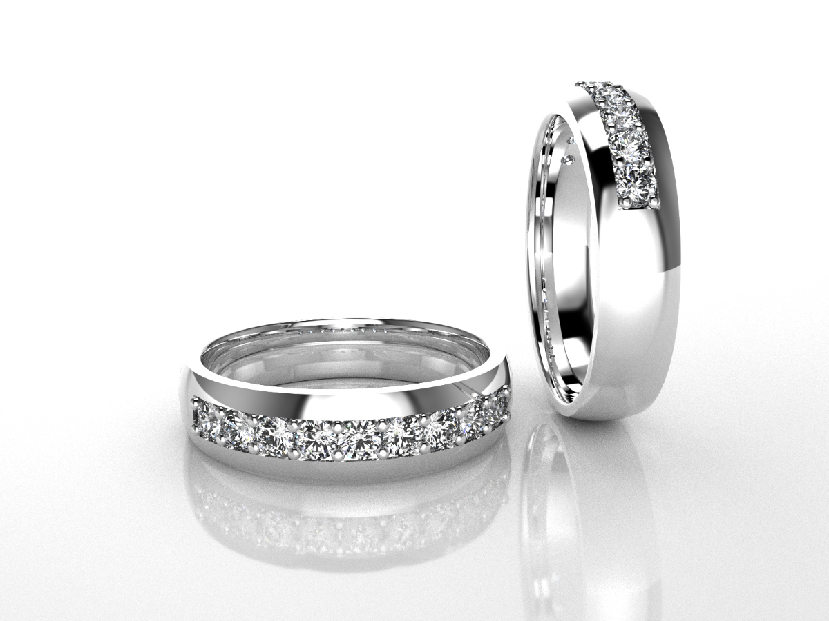Platinum diamond channel-set wedding bands, bespoke wedding jewelry San Antonio