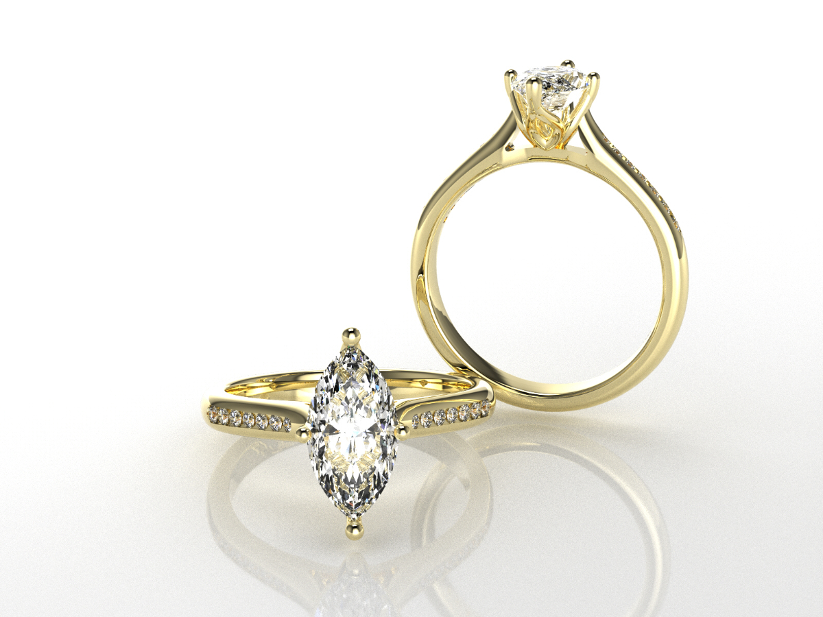Gold Marquise Diamond Solitaire Ring