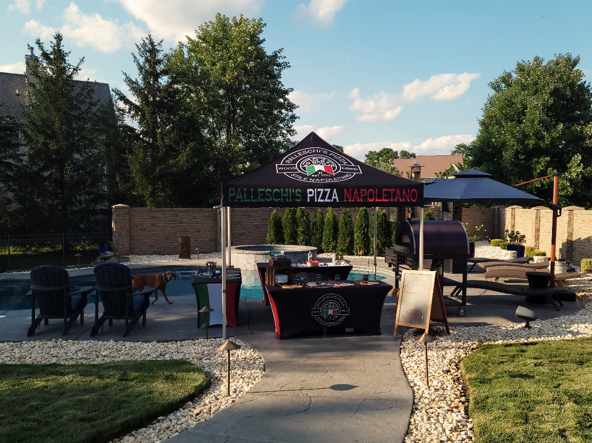 Palleschi's Pizza Napoletano poolside backyard event setup