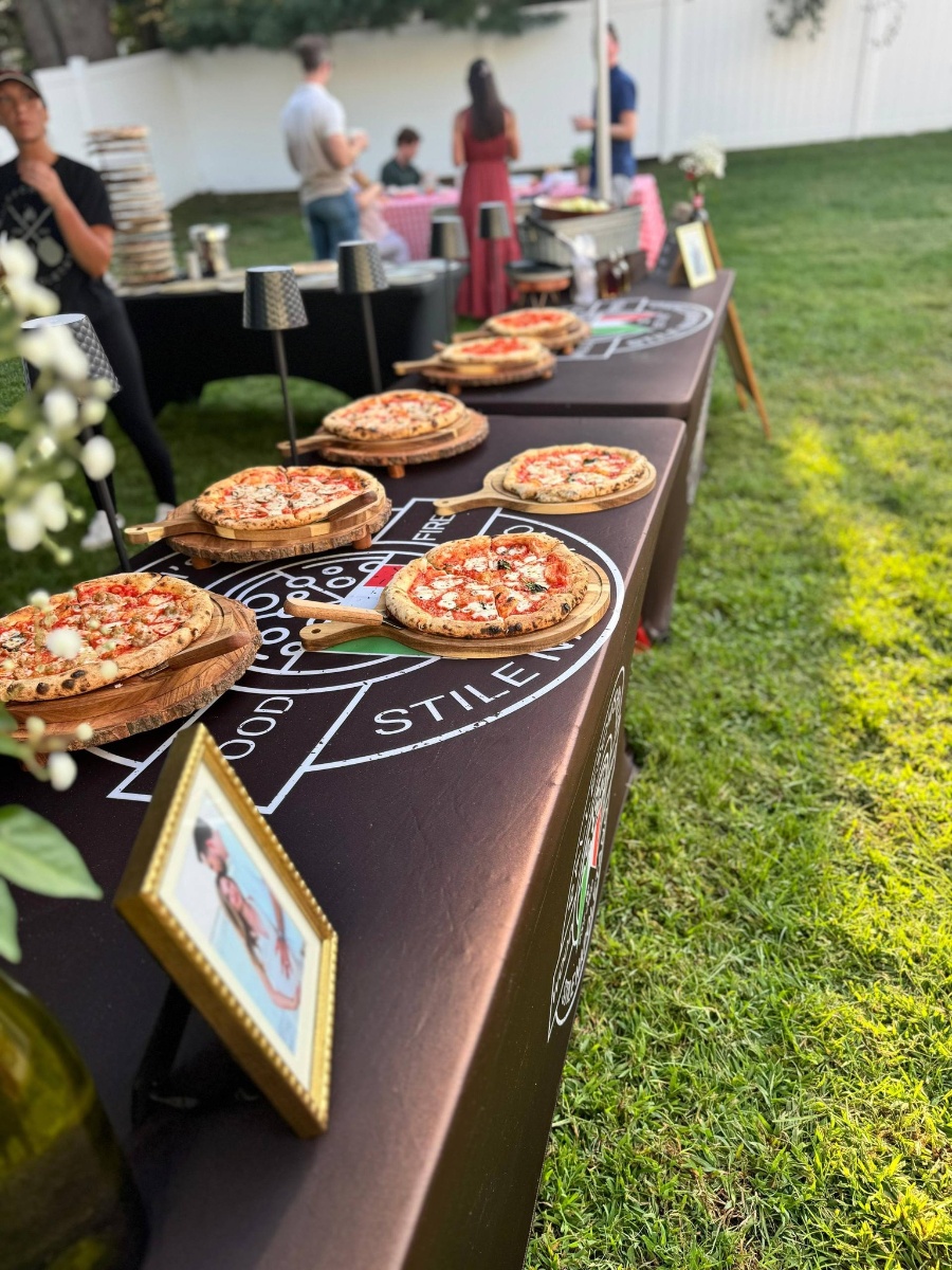 Authentic Neapolitan pizzas on wooden boards