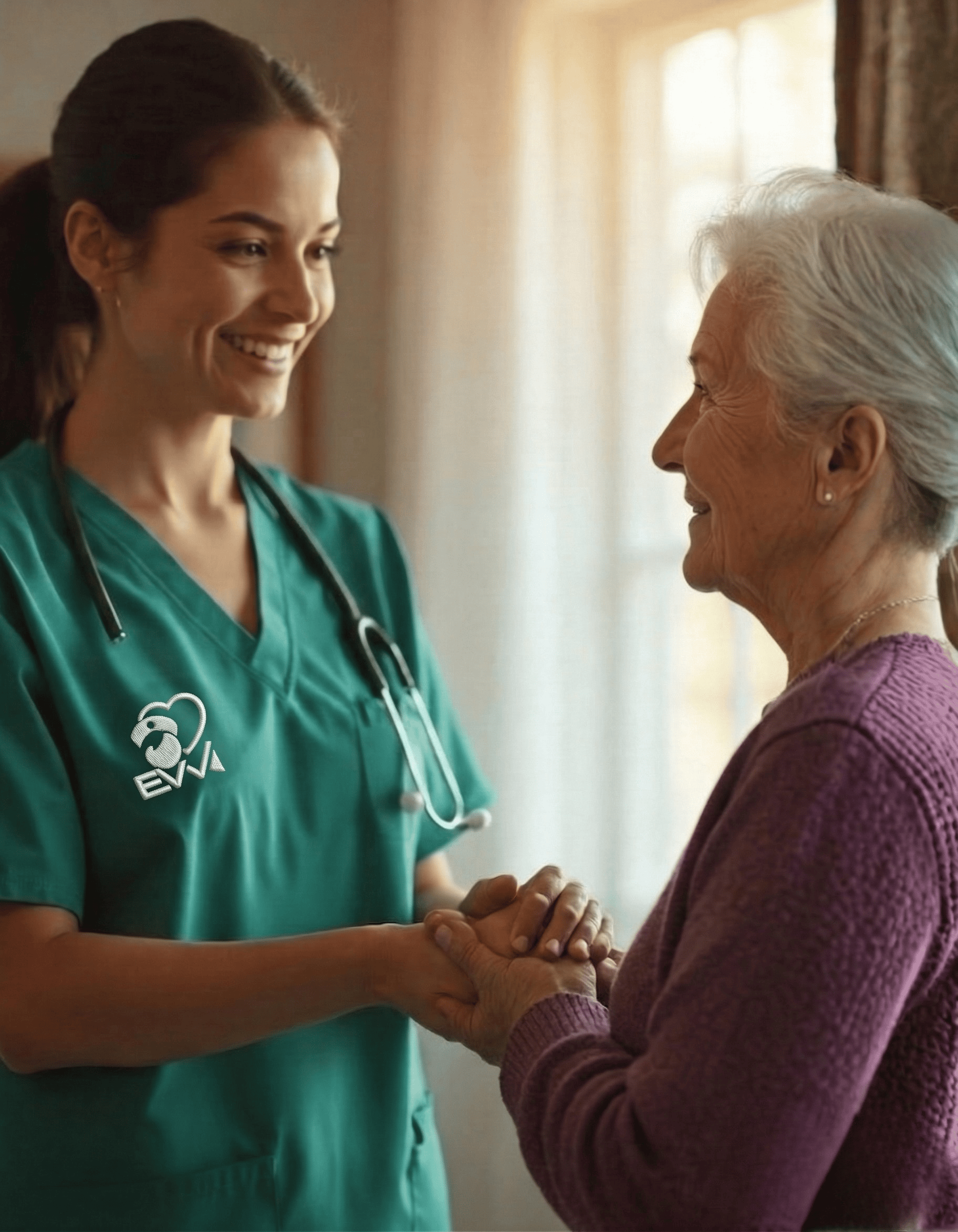 Enfermera profesional con paciente en casa