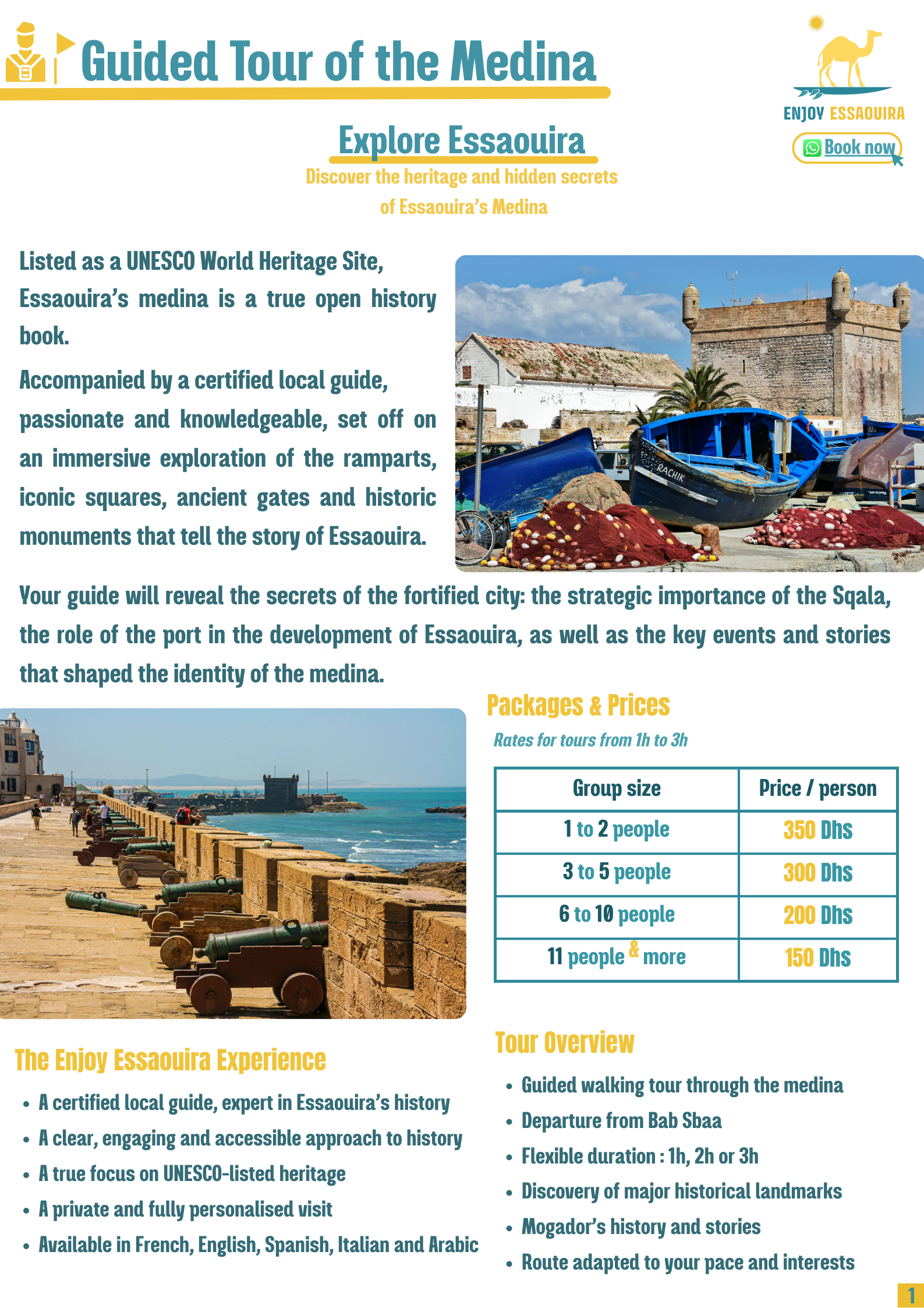 Interior page of the English catalogue Enjoy Essaouira