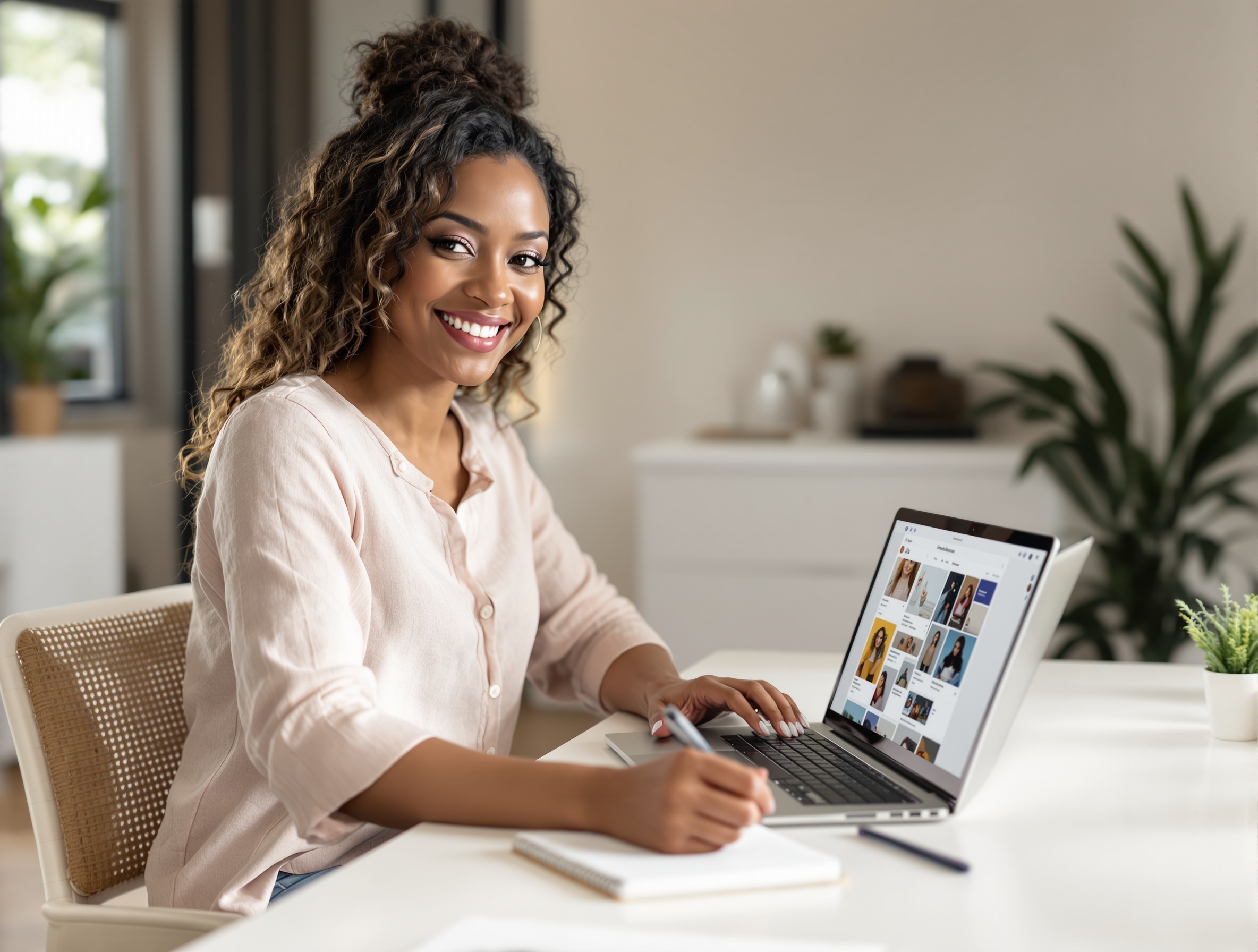 South African small business owner planning her social media marketing strategy in Pretoria